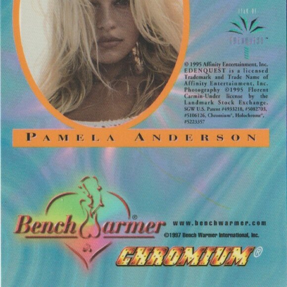 1997 Bench Warmer '97  Pamela Anderson Chromium Chrom Insert Chase Card #3 of 4 - Picture 4 of 4